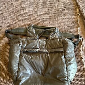 Black nylon tote bag.